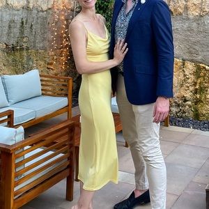 Yellow Zara cocktail dress
